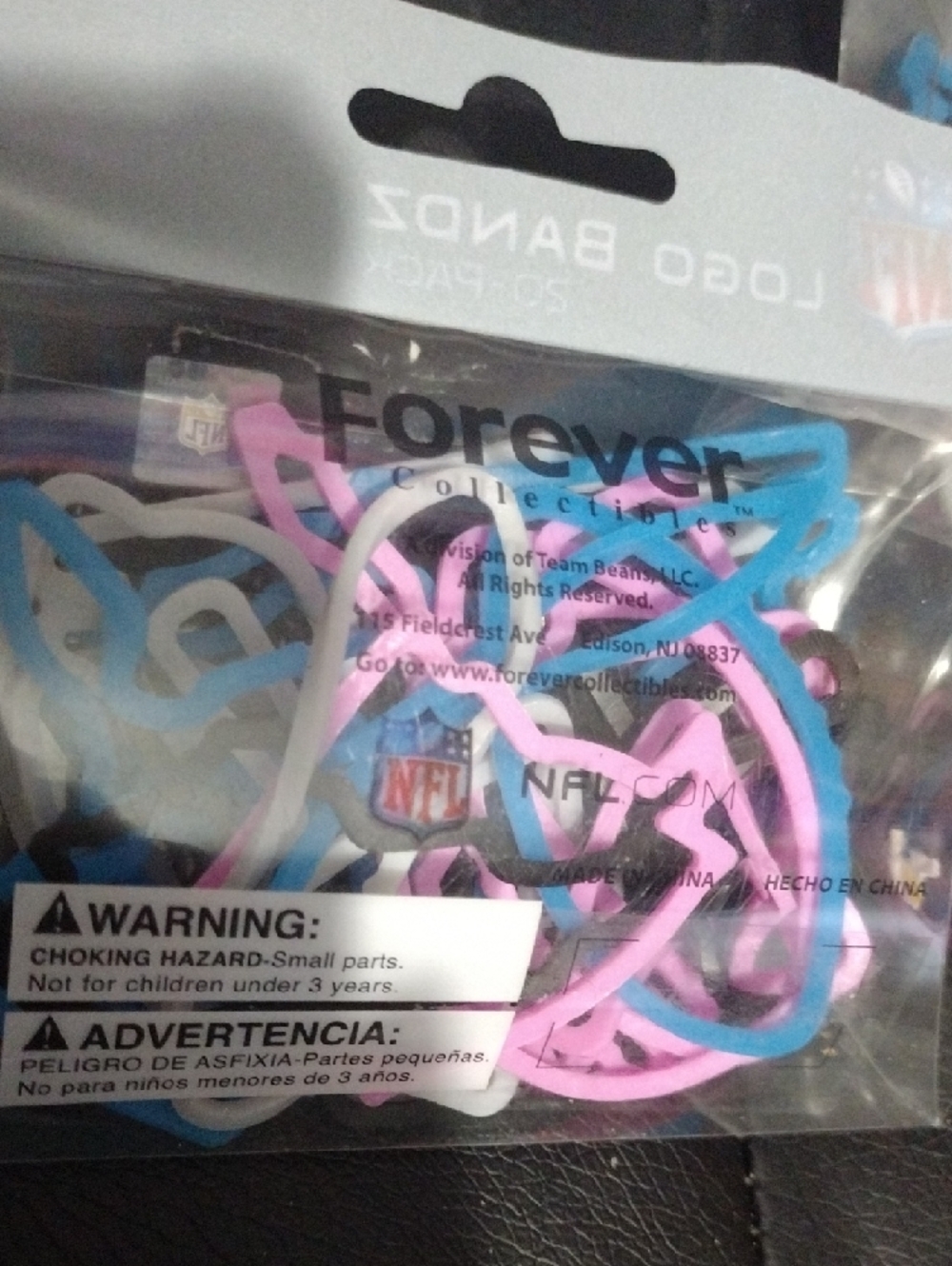 NFL Logo Bandz Assorted Pink, Blue, White, Black - 20-Pack 4 Packs - Picture 4 of 4